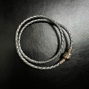 Pandora Grey Braided Leather Bracelet